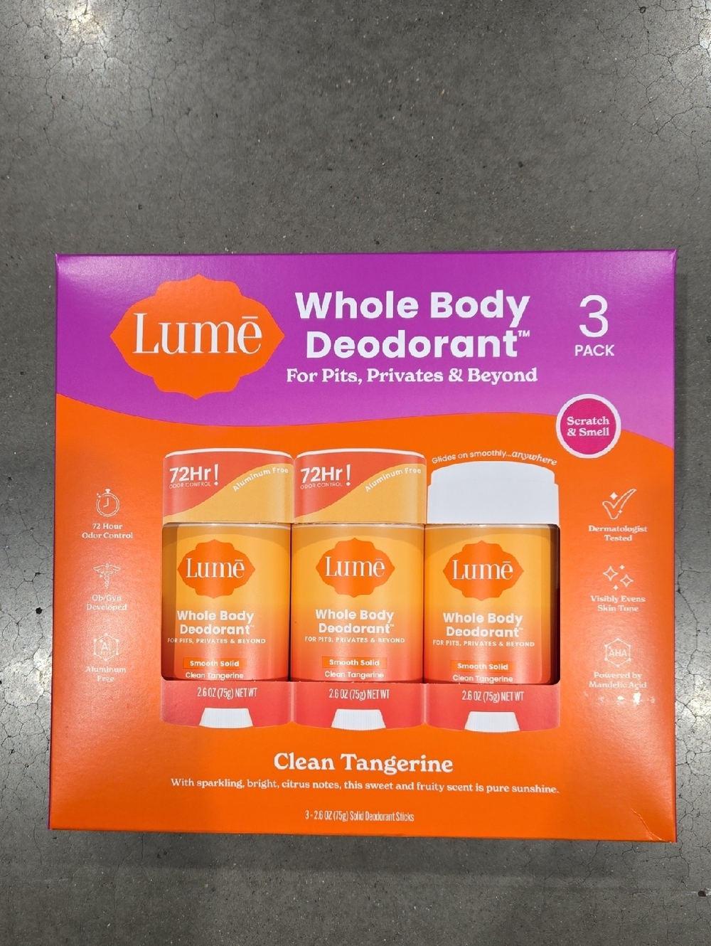 Lumē Clean Tangerine Whole Body Deodorant - 3 Pack (Orange)